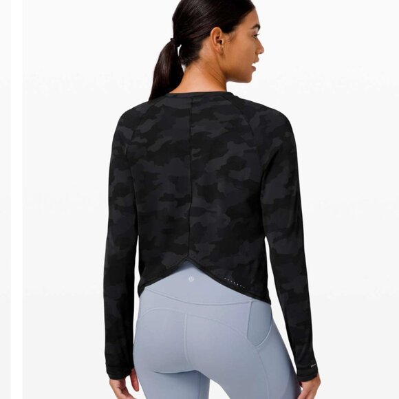 Lululemon Rise and Run Long Sleeve Heritage 365 Camo Deep Coal Multi Size 6 - Picture 2 of 8